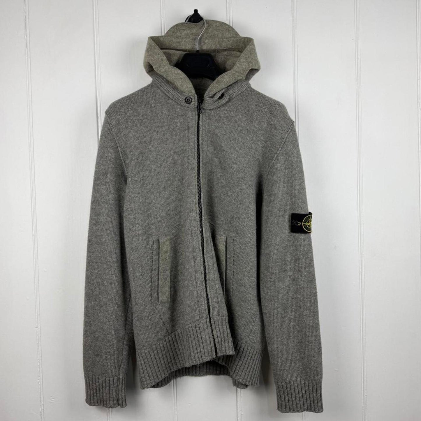 Stone Island 2000s Zip-Up Knit Hoodie (XL)