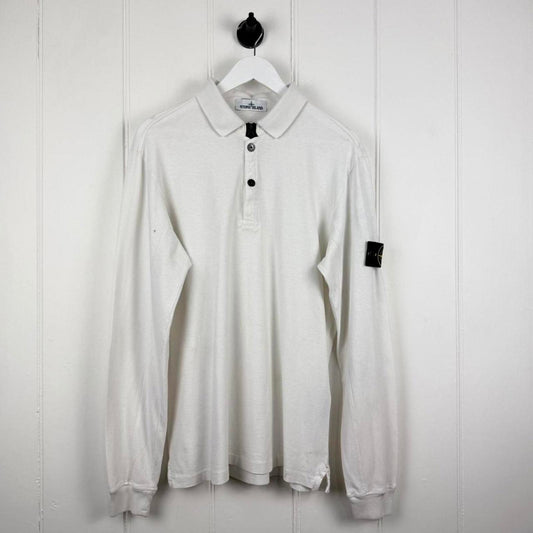 Stone Island Long Sleeve Polo Shirt White (L)