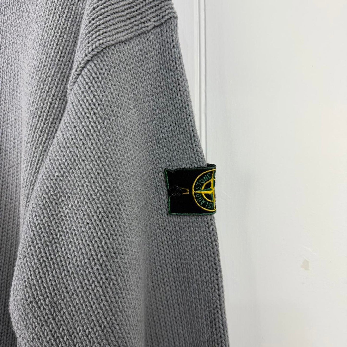 Stone Island Button Collar Knit Sweat Grey (XL)