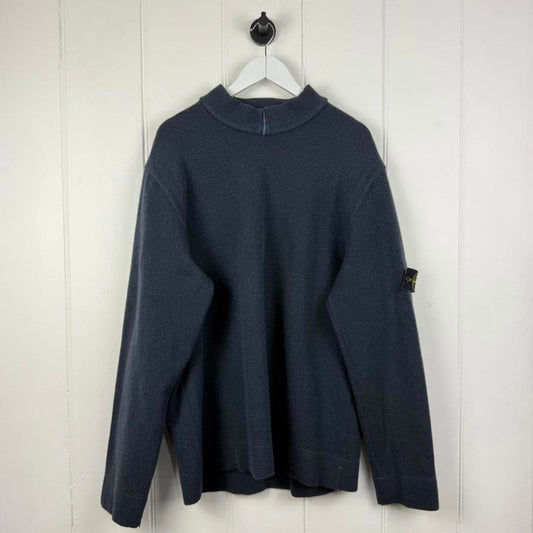 Early 2000’s Stone Island Mock Neck Knit Jumper In Navy (XXL)