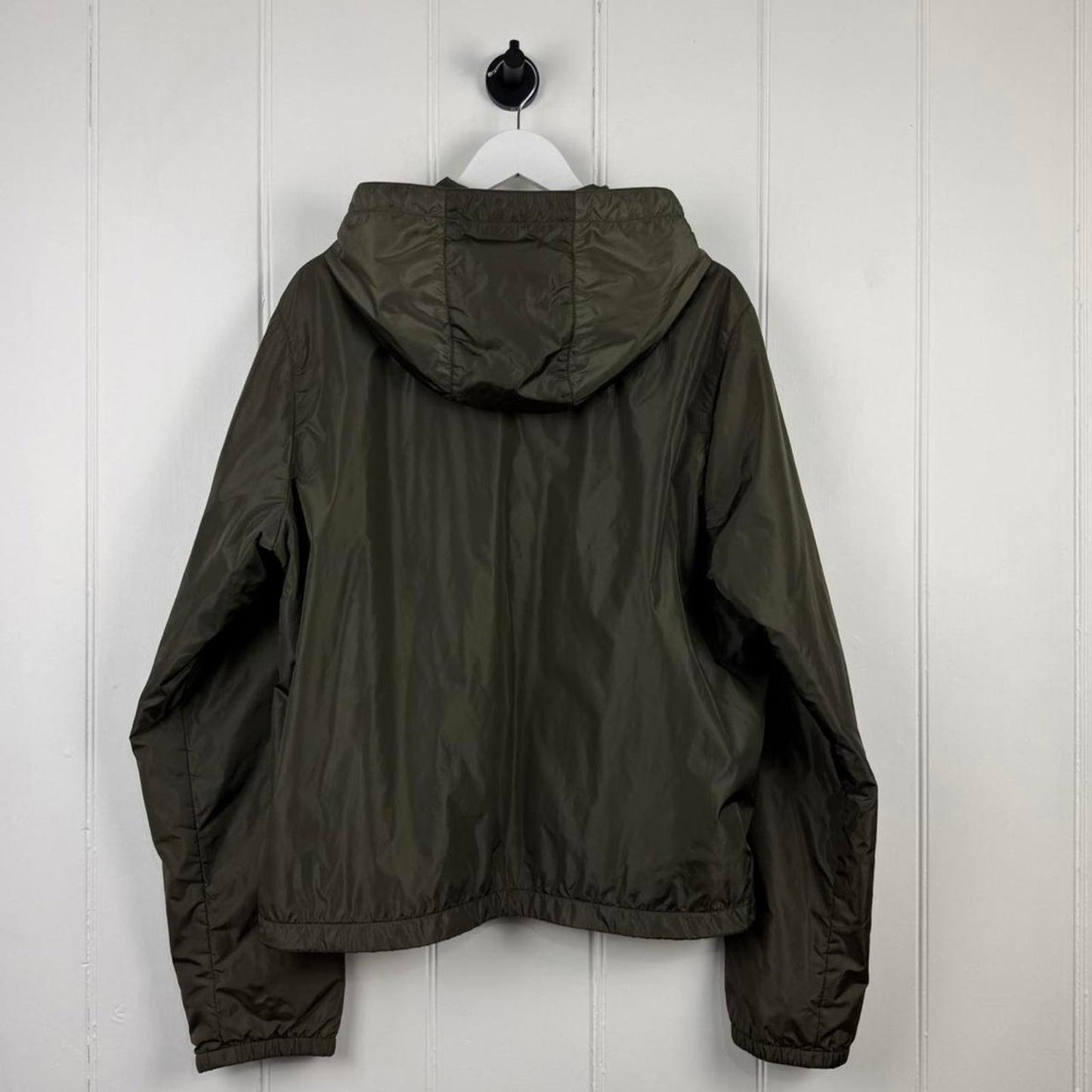 Prada Nylon Zip Hooded Jacket Khaki Green (XL)