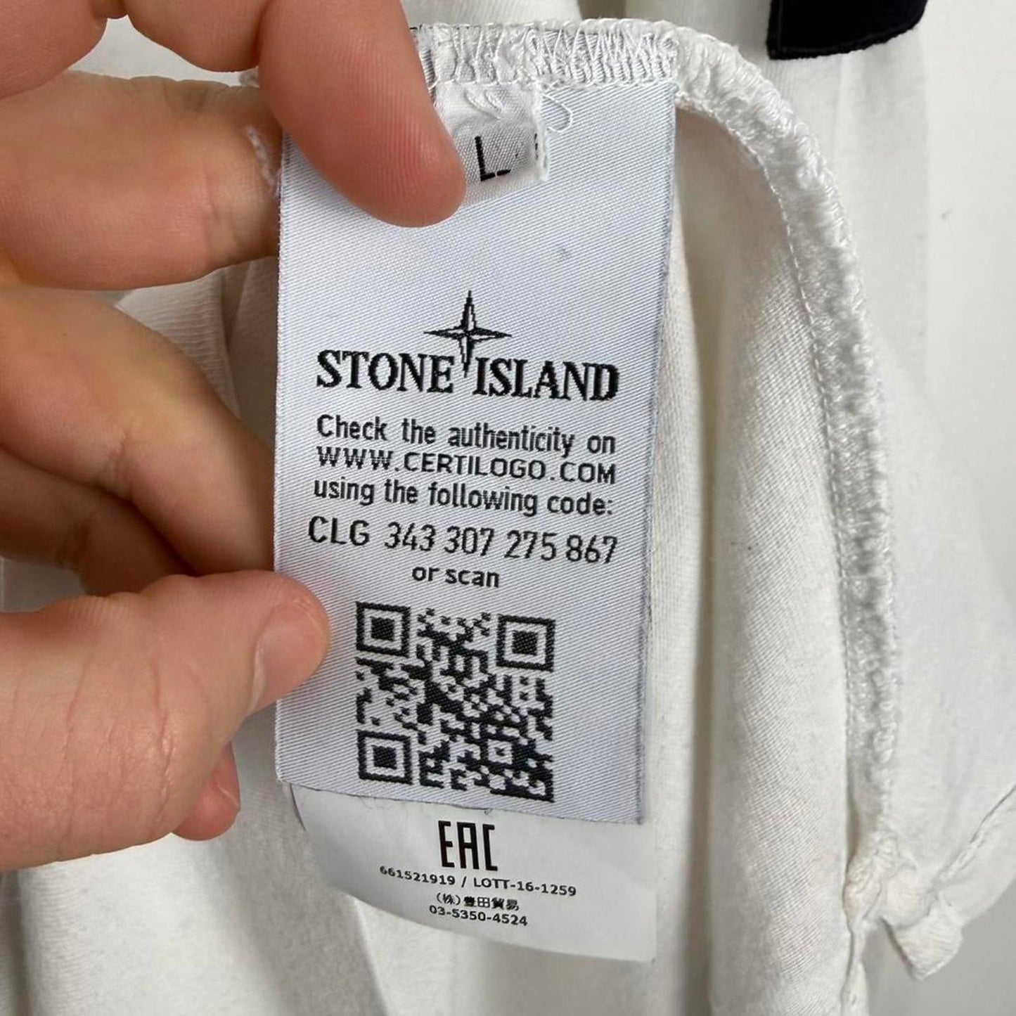 Stone Island Long Sleeve Polo Shirt White (L)