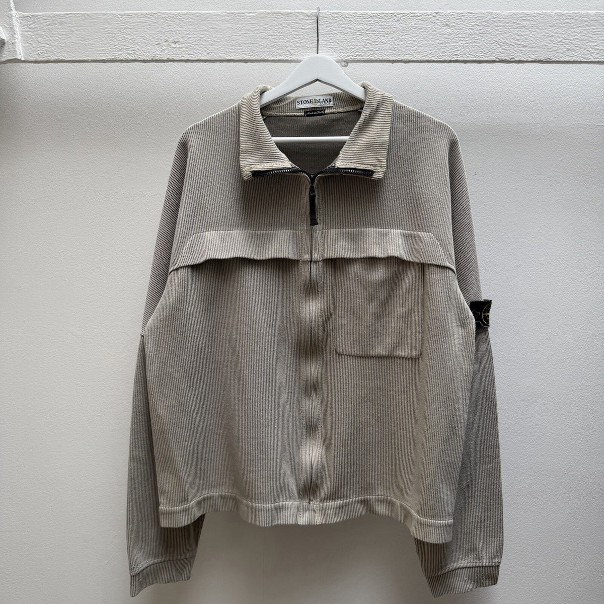 90’s Stone Island Full Zip Ribbed Jumper (XL)