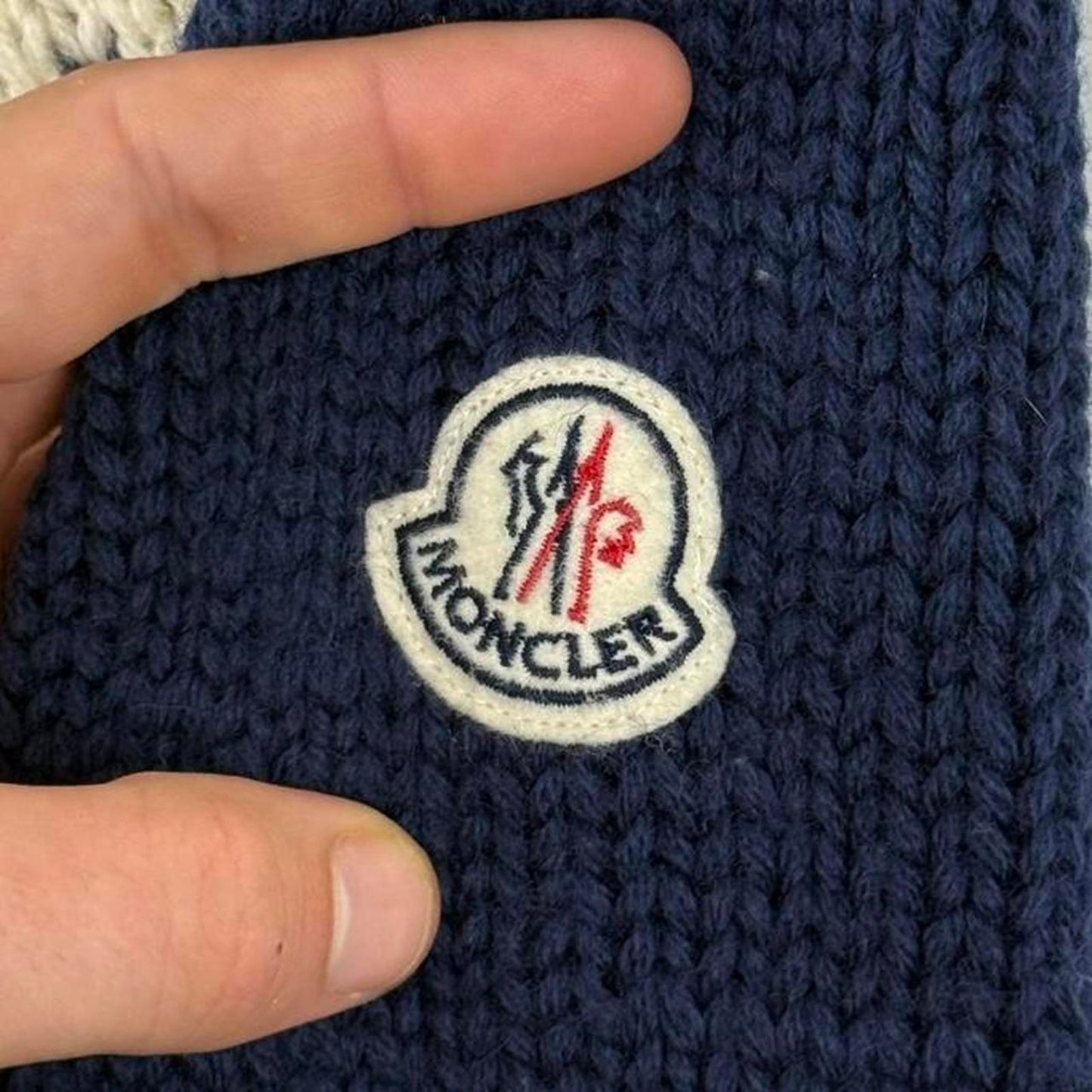 Moncler Fair Isle Wool Knit Sweater Navy/Cream (XL)