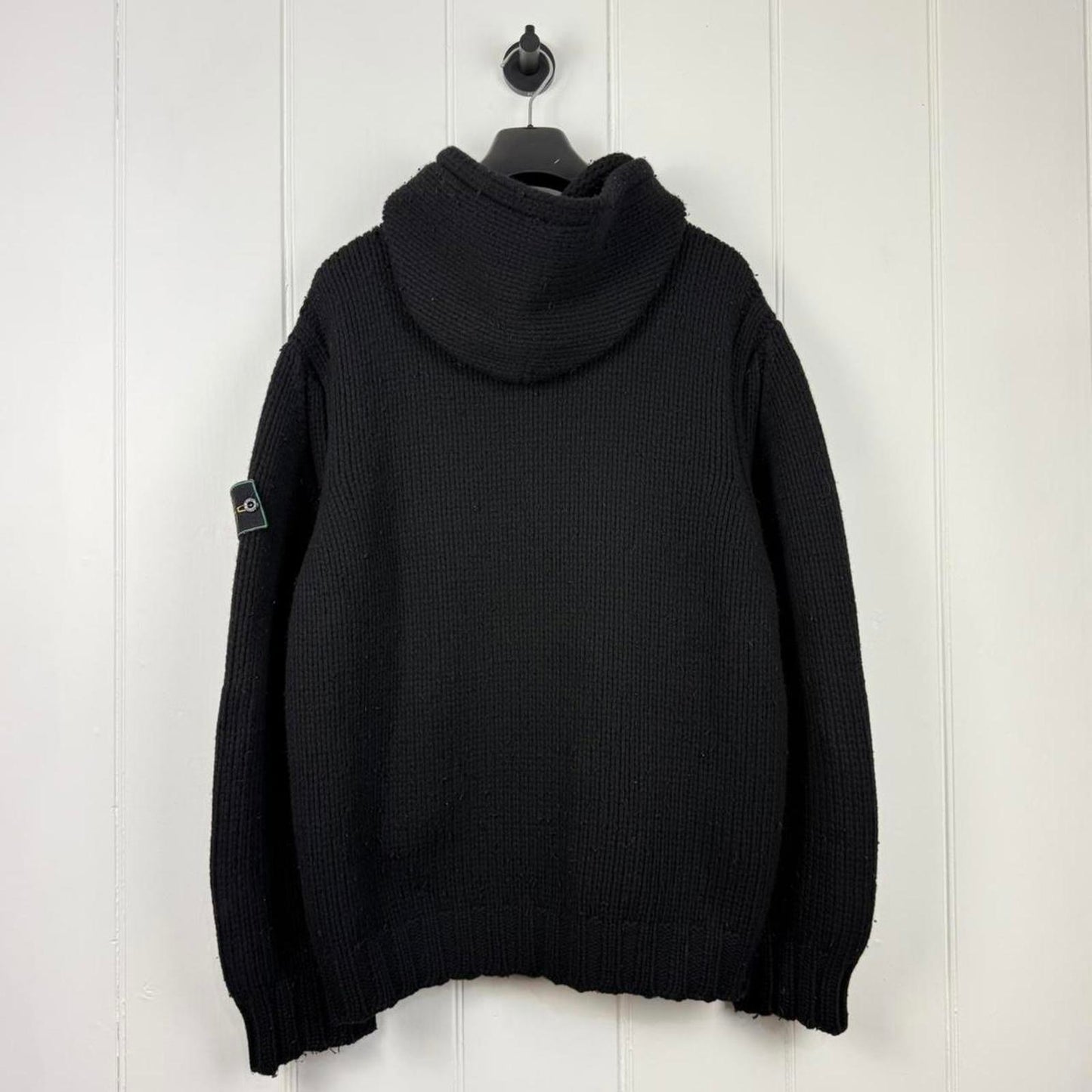 Stone Island Wool Knit Hooded Full-Zip Jacket Black (XL)