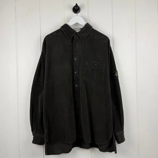 Stone Island 1996 Green Edge Badge Corduroy Shirt (XL)