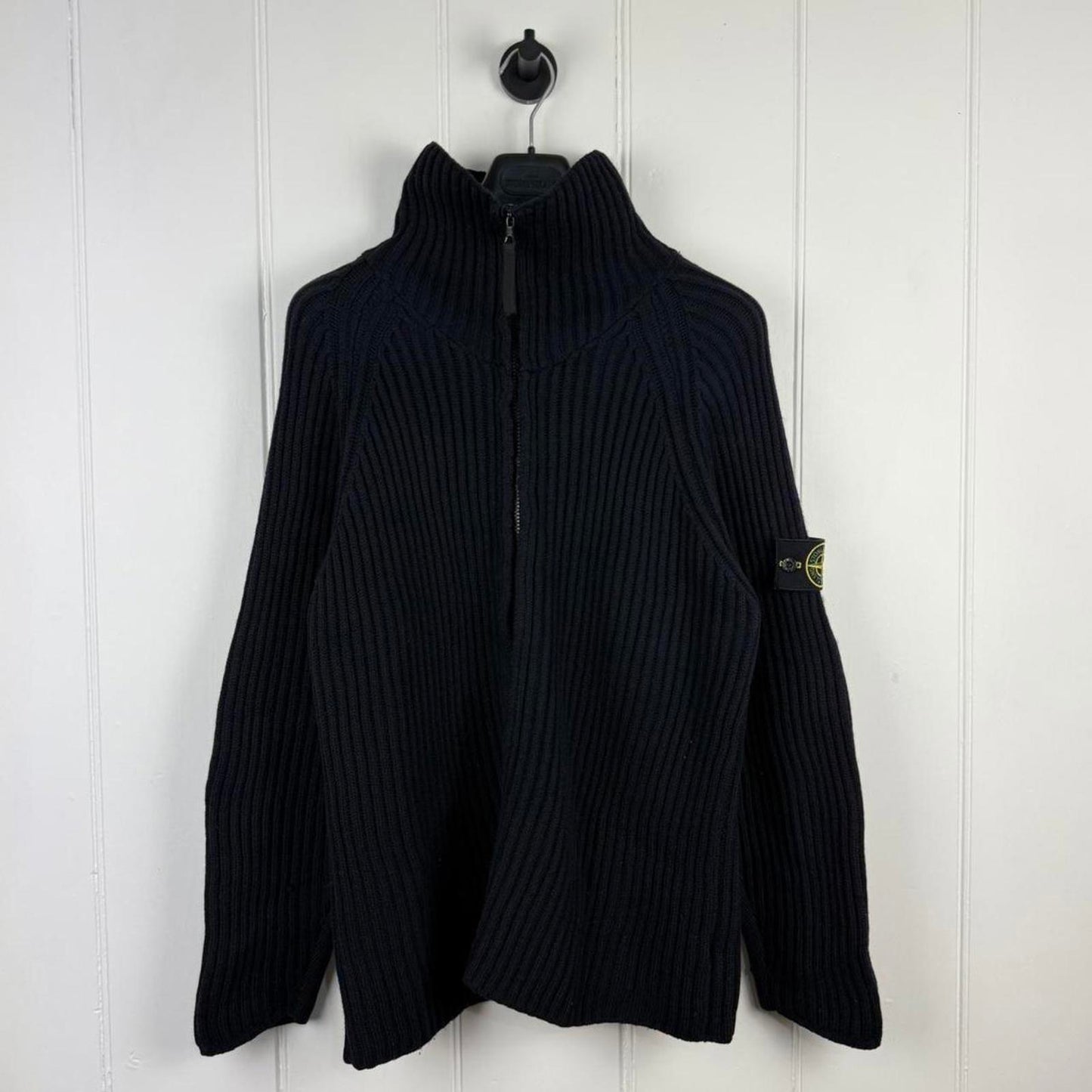 Stone Island Early 2000s Full Zip Ribbed Knit (L)