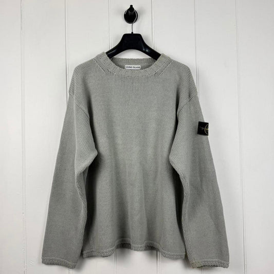 Stone Island Crew Neck Heavy Knit Sweater Grey (XL)
