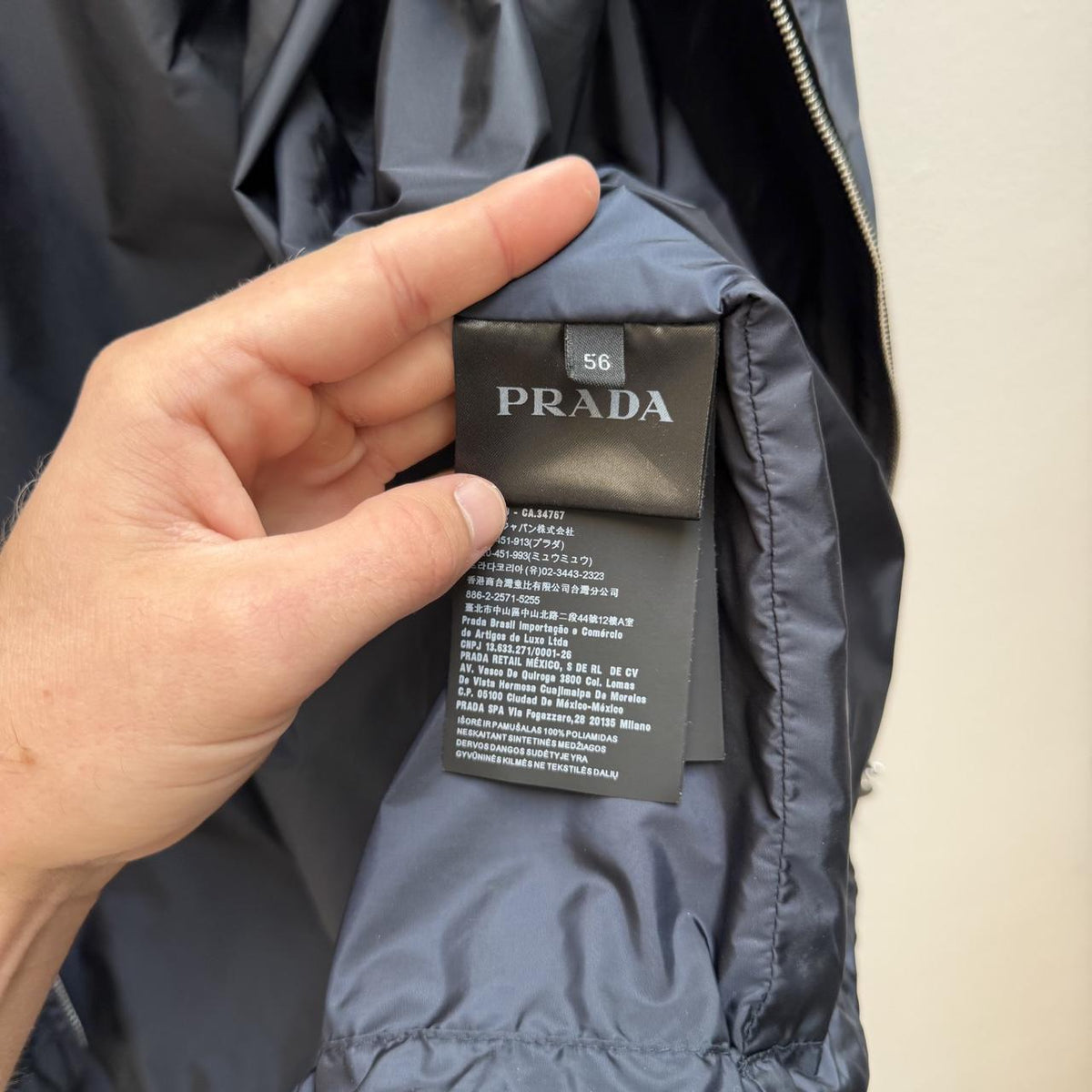 Prada Navy Blue Nylon Hooded Shell Jacket (XL)