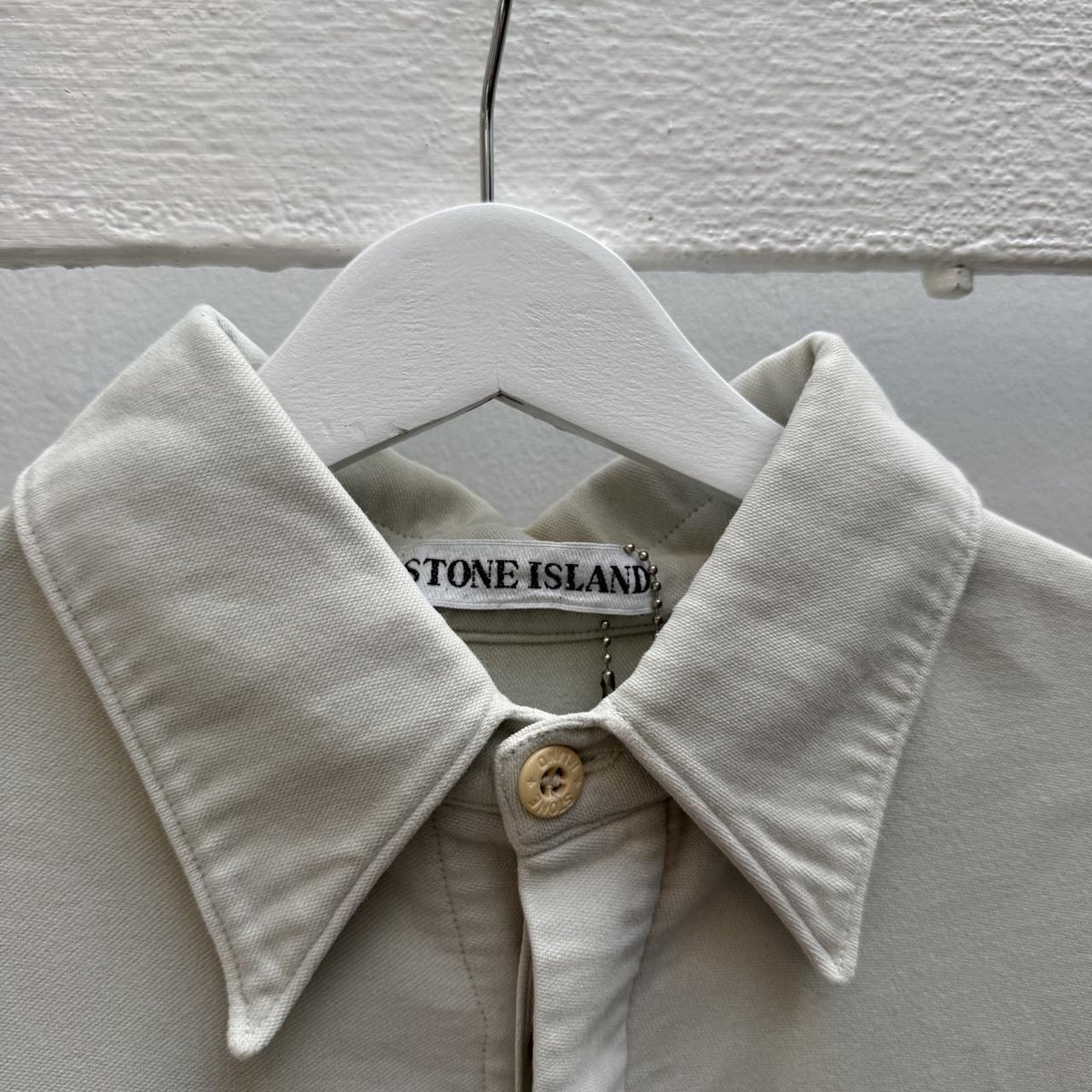 90s Stone Island Moleskin Overshirt Light Grey (L)