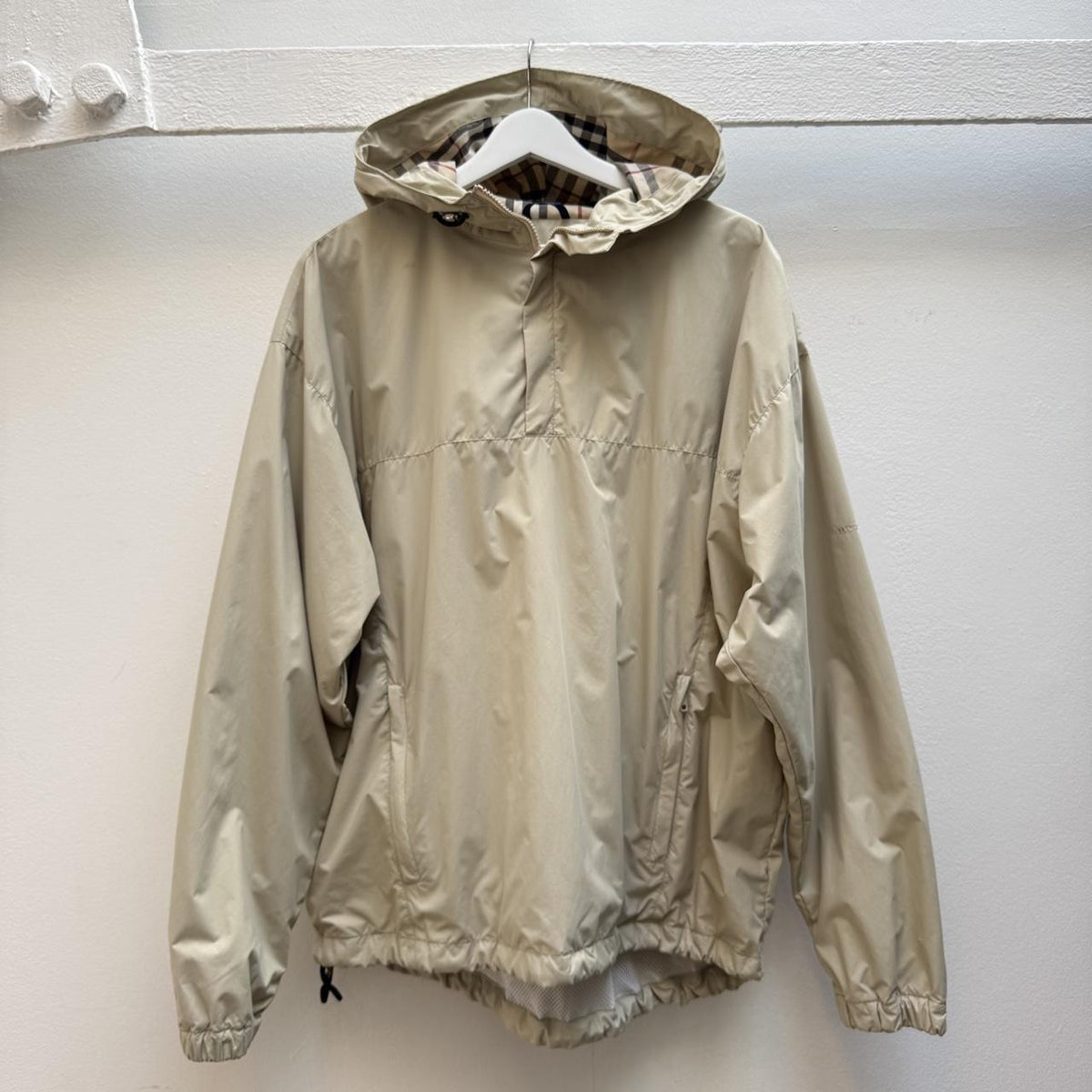 Burberry Vintage 2000s Nylon Hooded Smock – Beige (XL)