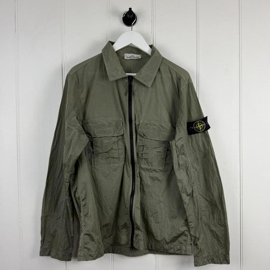 Stone Island Nylon Metal Ripstop Overshirt Olive Green (L)