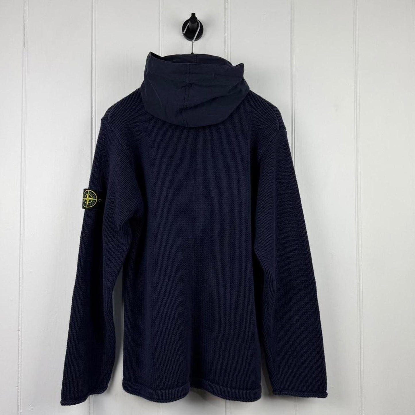 Stone Island Hooded Knit Jumper – Navy (L)