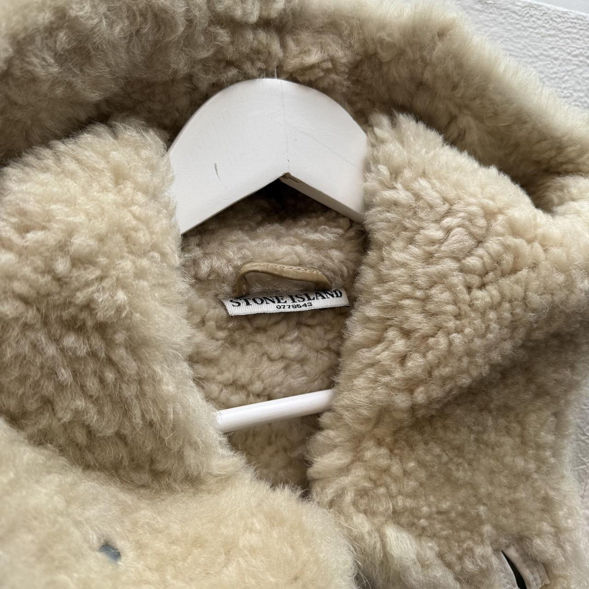 2007 Stone Island Hand Painted Shearling Jacket – Cream (M)