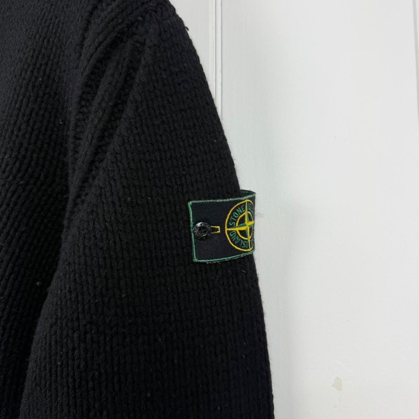 Stone Island Wool Knit Hooded Full-Zip Jacket Black (XL)