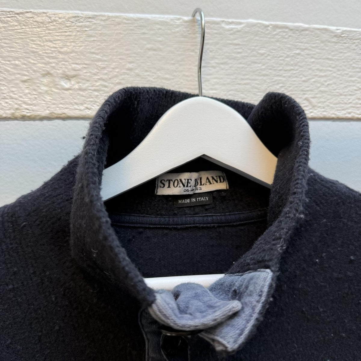 Stone Island Early 2000s Button Neck Knit Jumper – Navy Blue (XL)