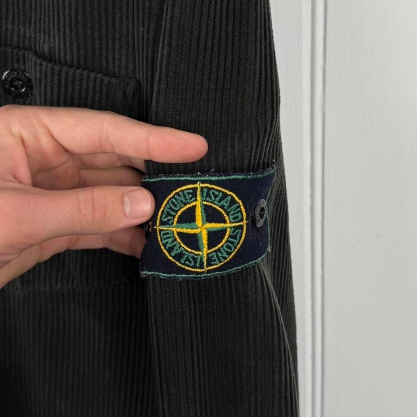 Stone Island 1996 Green Edge Badge Corduroy Shirt (XL)