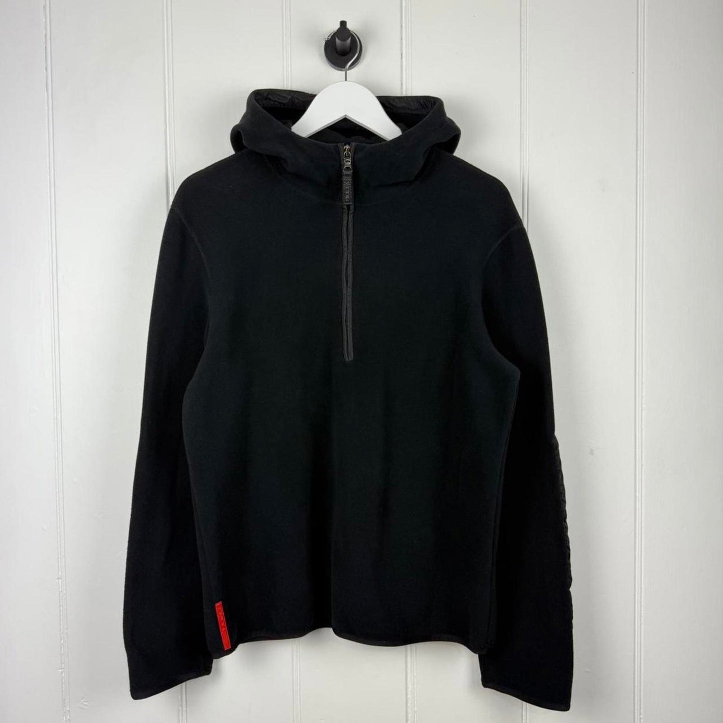00s Prada Sport Hooded Fleece Jumper in Black (L)