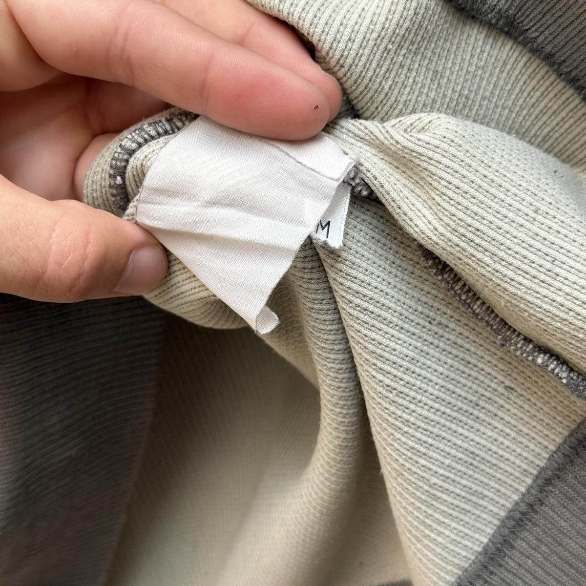 Stone Island Vintage Early 2000s Ribbed Knit Sweatshirt – Taupe Grey (M)