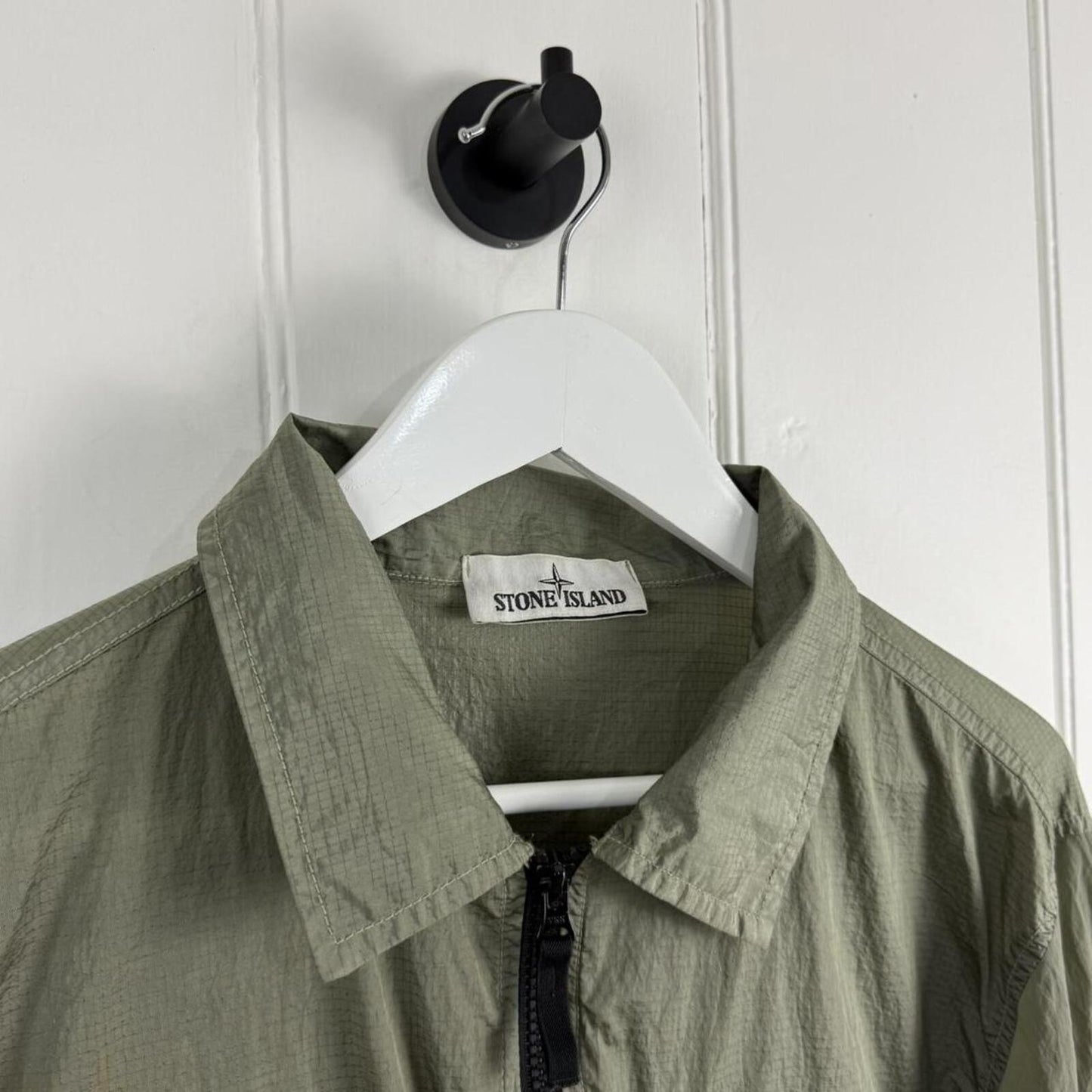 Stone Island Nylon Metal Ripstop Overshirt Olive Green (L)
