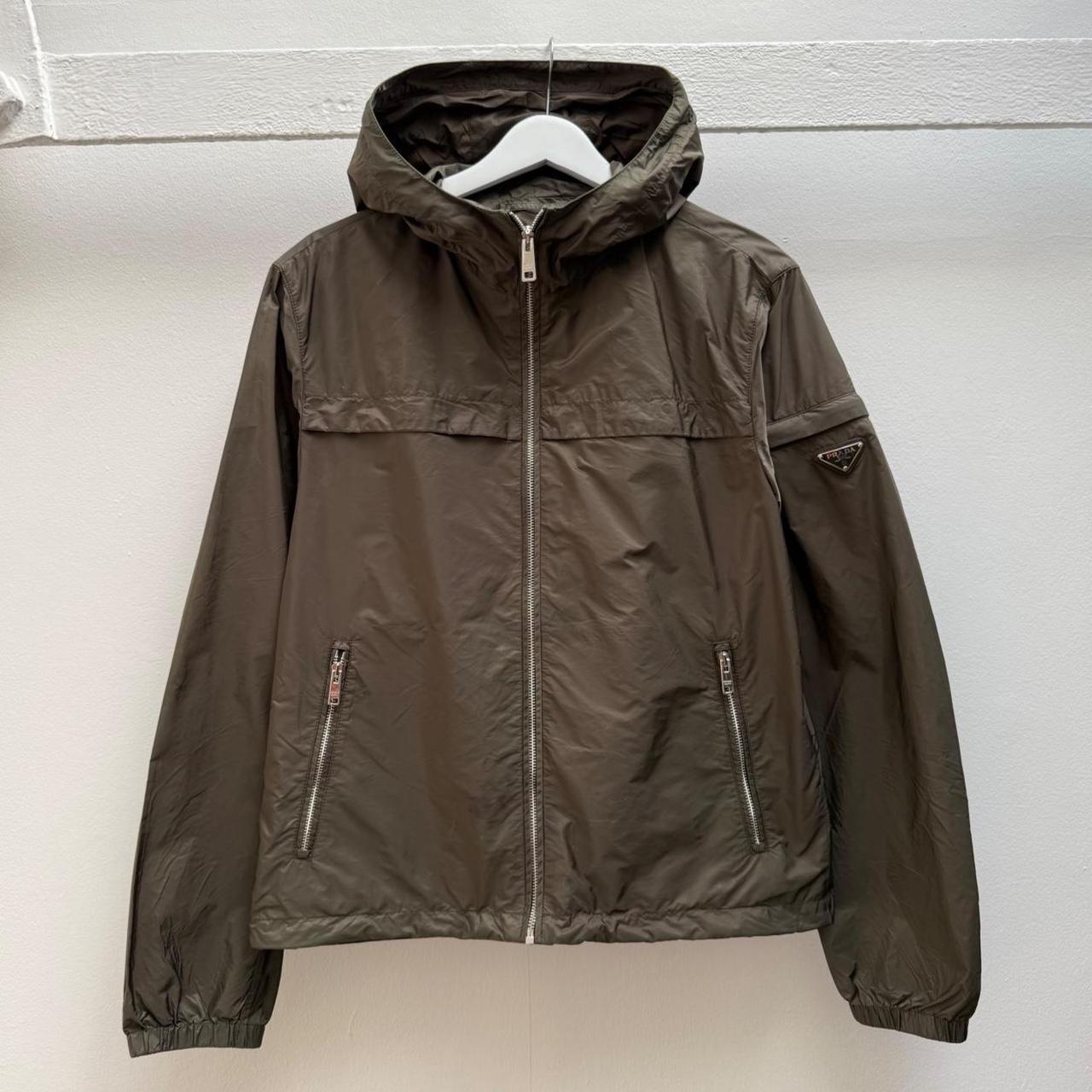 Prada Nylon Shell Jacket in Khaki Green (L)