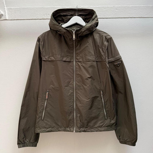 Prada Nylon Shell Jacket in Khaki Green (L)