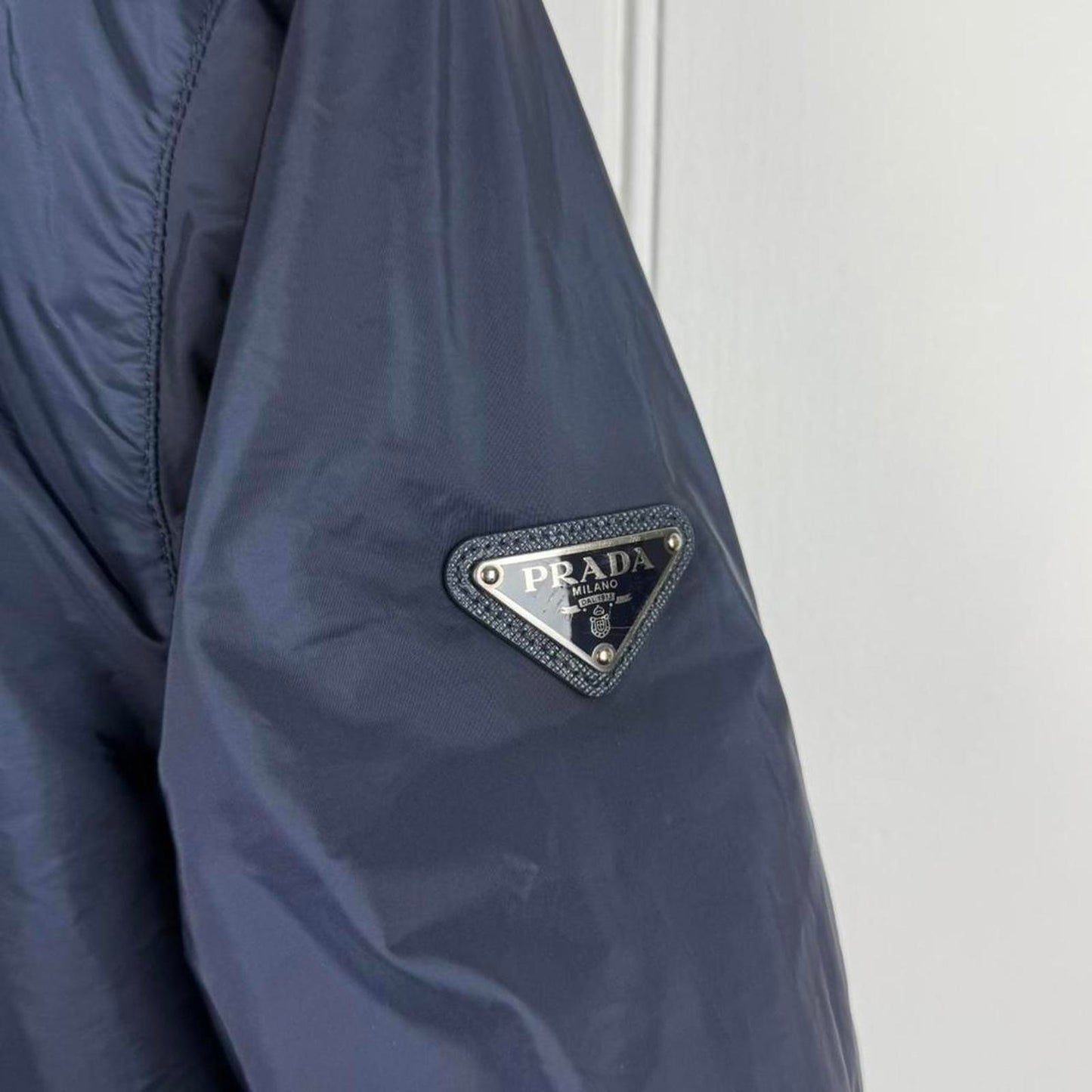 Prada Milano Windbreaker Jacket in Navy Blue (M)