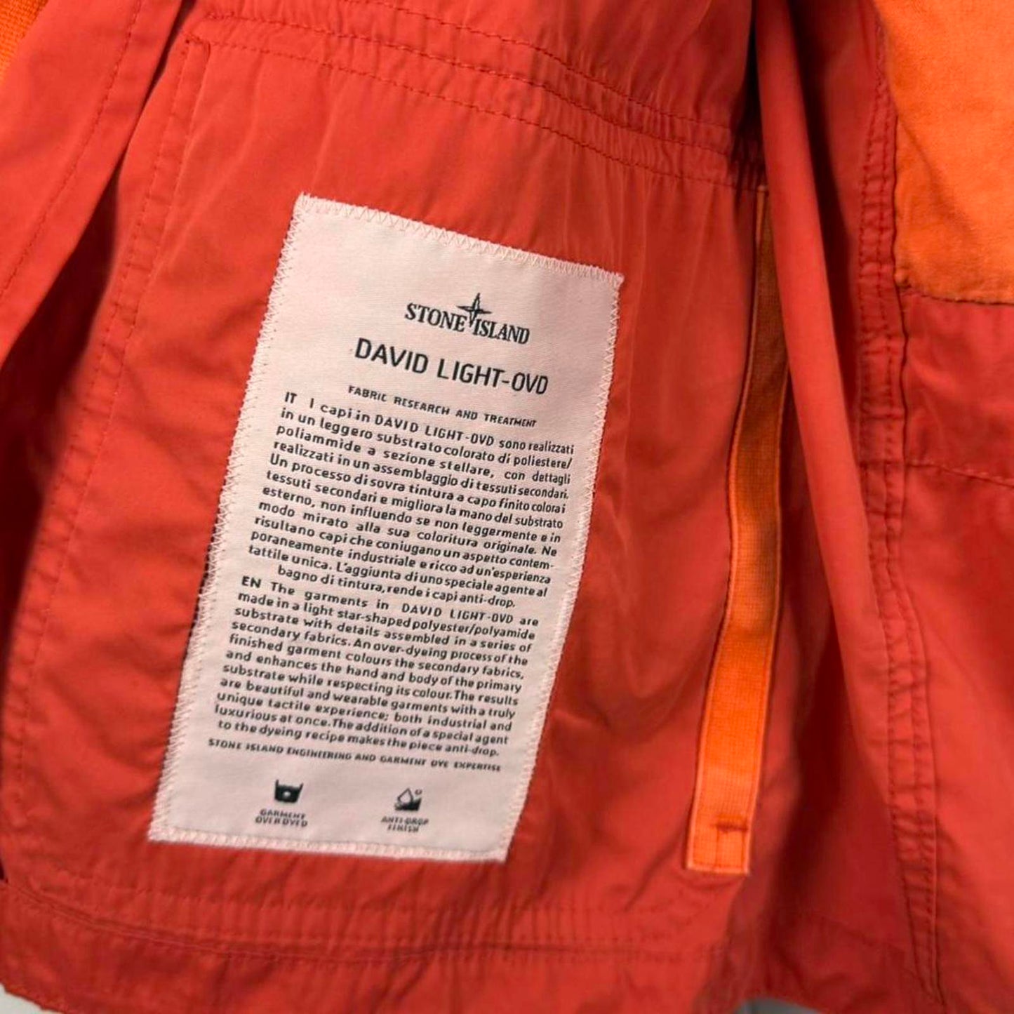 Stone Island David Light OVD Hooded Jacket Orange (M)