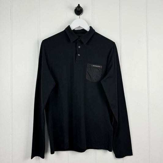 Prada Long Sleeve Polo with Nylon Pocket (M)