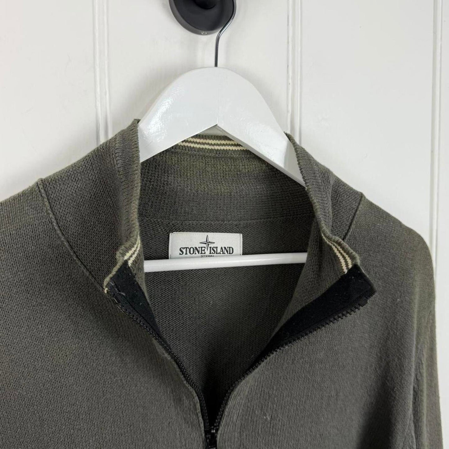 Stone Island Full Zip Knit Sweater Olive (XL)