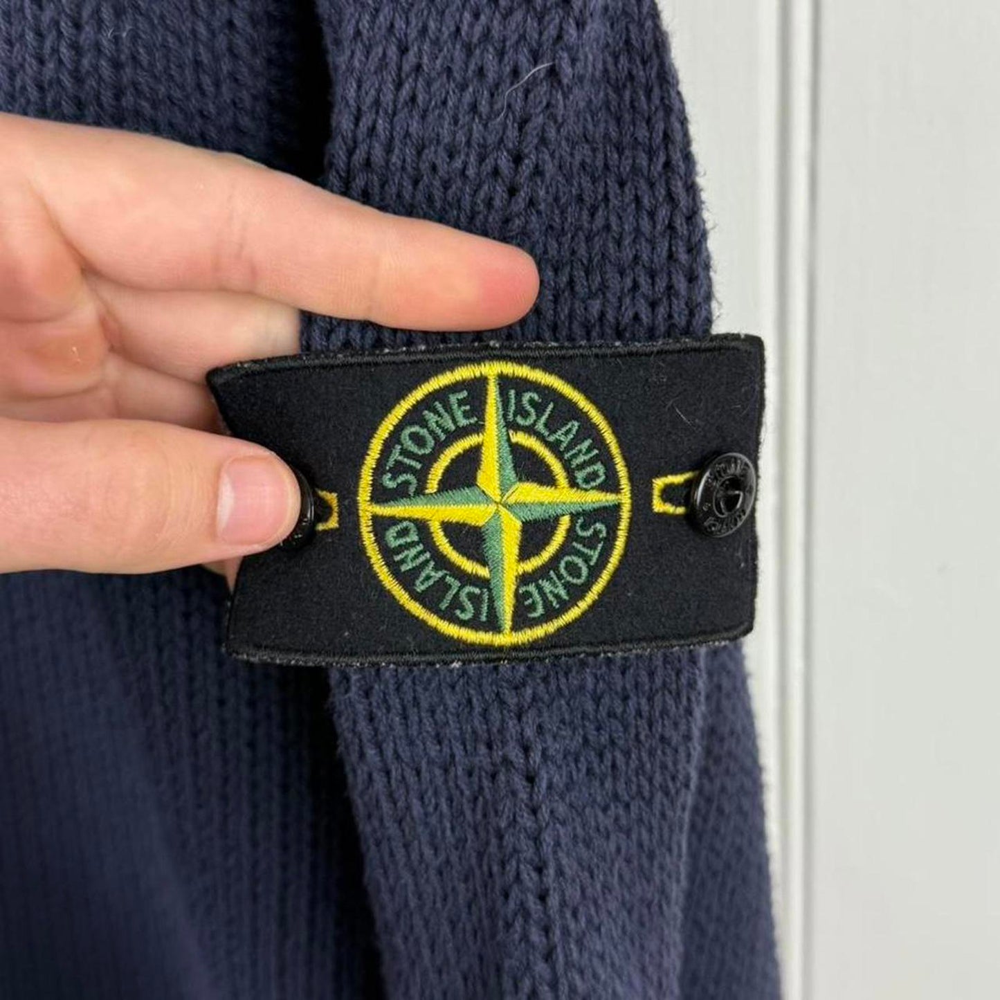 Stone Island Hooded Knit Jumper – Navy (L)
