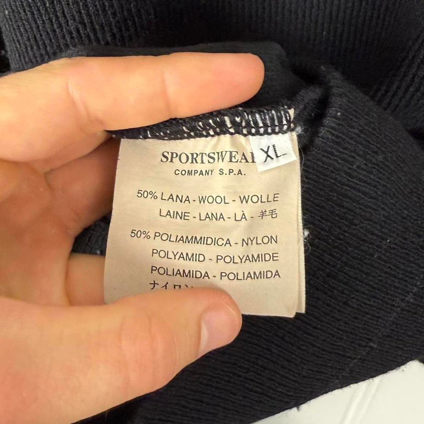 Stone Island Ribbed Wool Mock Neck Knit Black (XL)