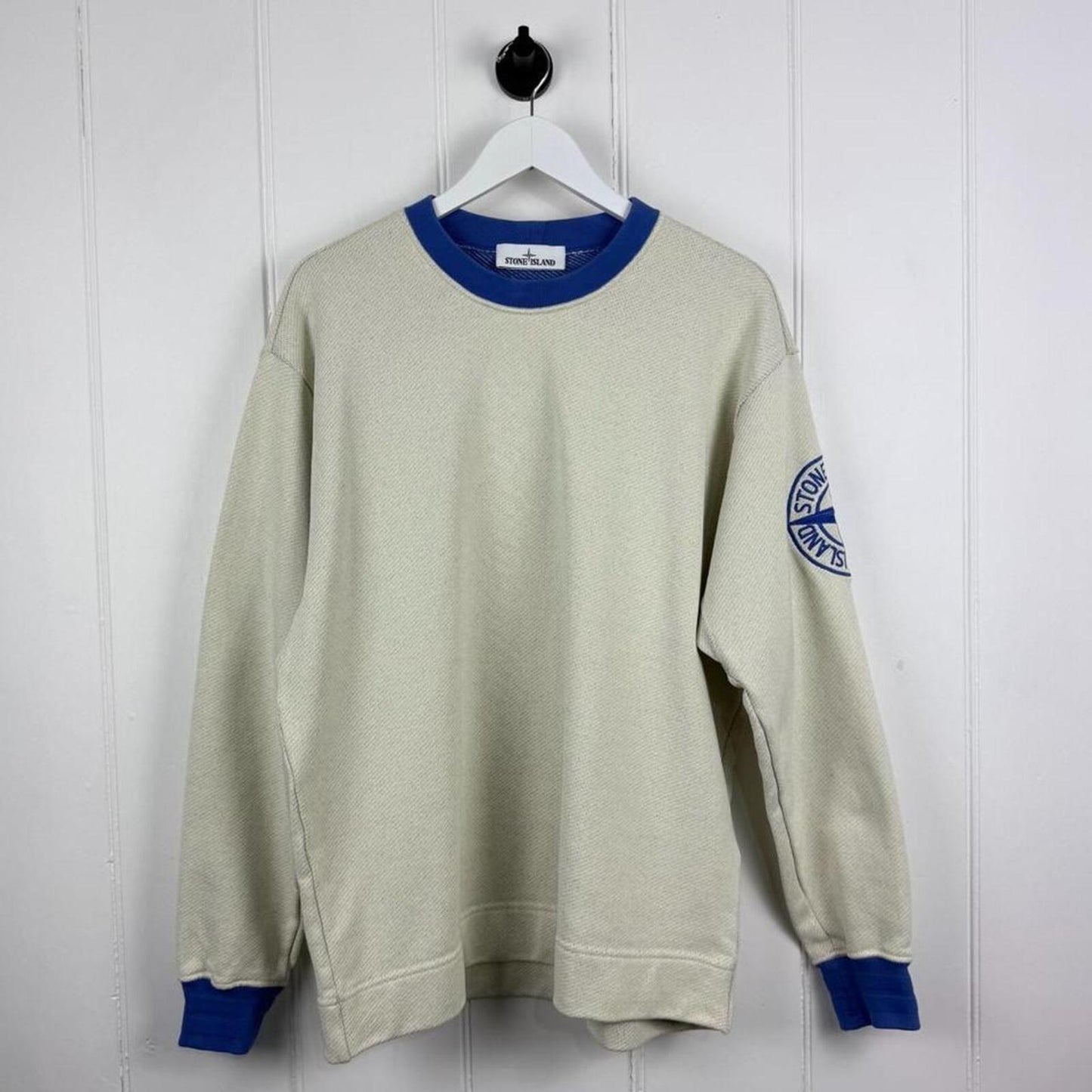 Stone Island Logo Sweatshirt Cream / Blue (L)