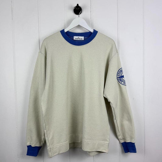 Stone Island Logo Sweatshirt Cream / Blue (L)
