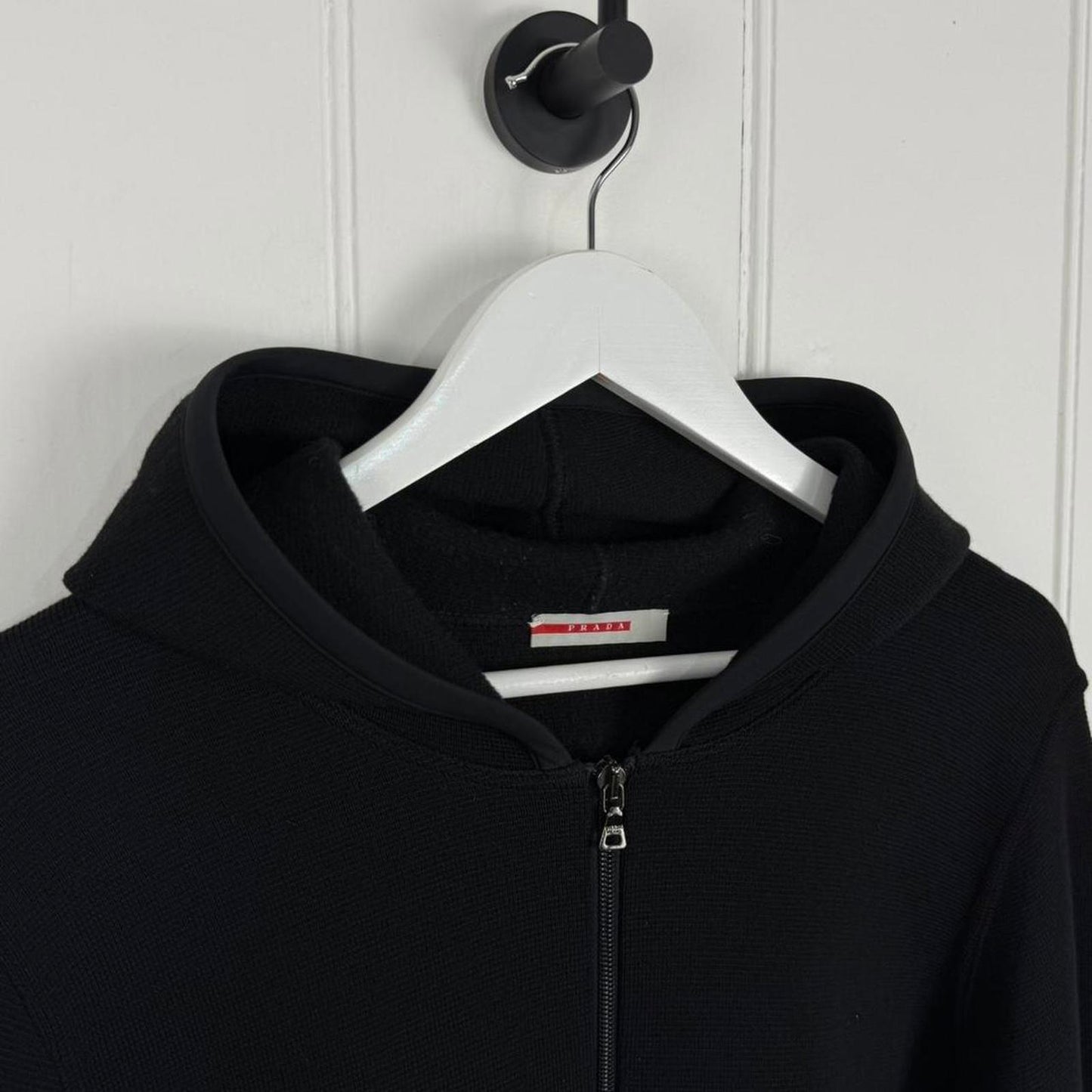 2000's Prada Wool Zip Hoodie Black (L/XL)