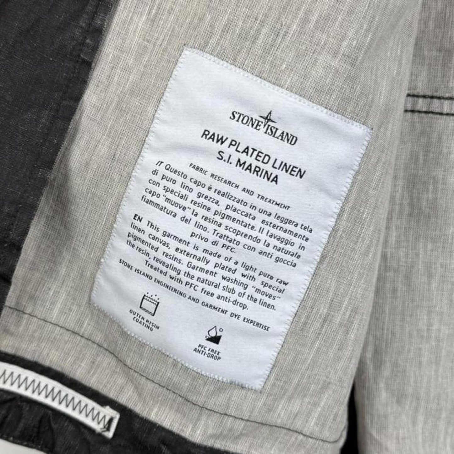 Stone Island Marina Raw Plated Linen Jacket Black (M)