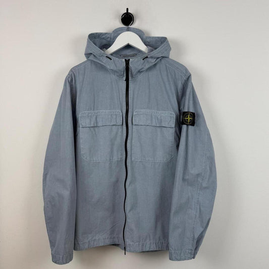 Stone Island Canvas Zip Hooded Jacket Sky Blue (L)