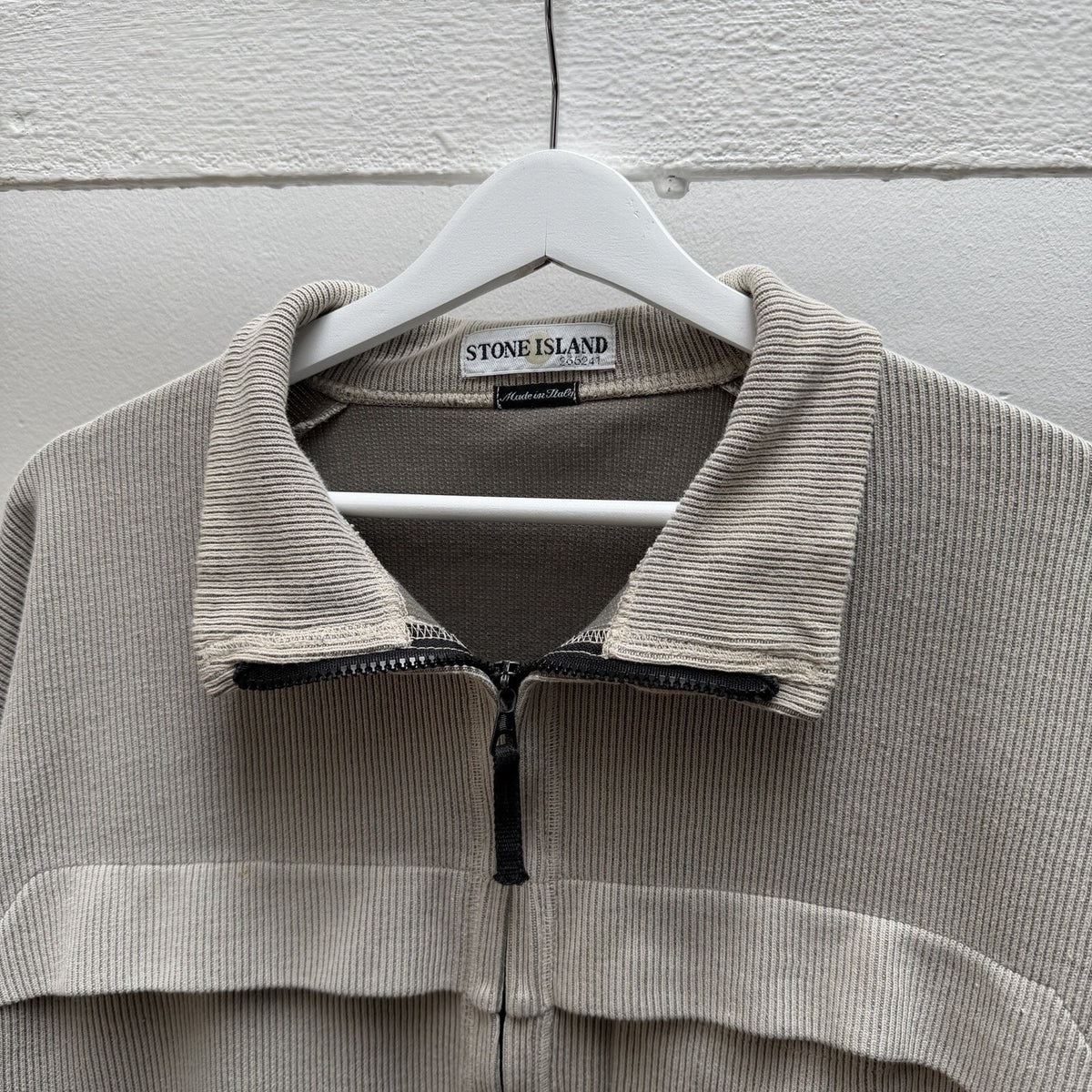 90’s Stone Island Full Zip Ribbed Jumper (XL)