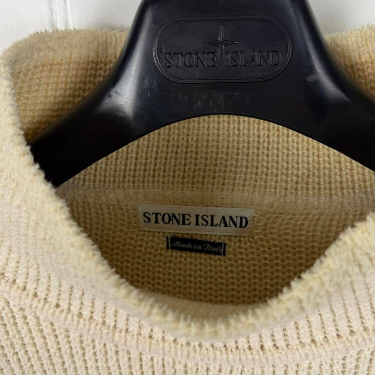 Stone Island Rib Knit Mock Neck Sweater Cream (XL)