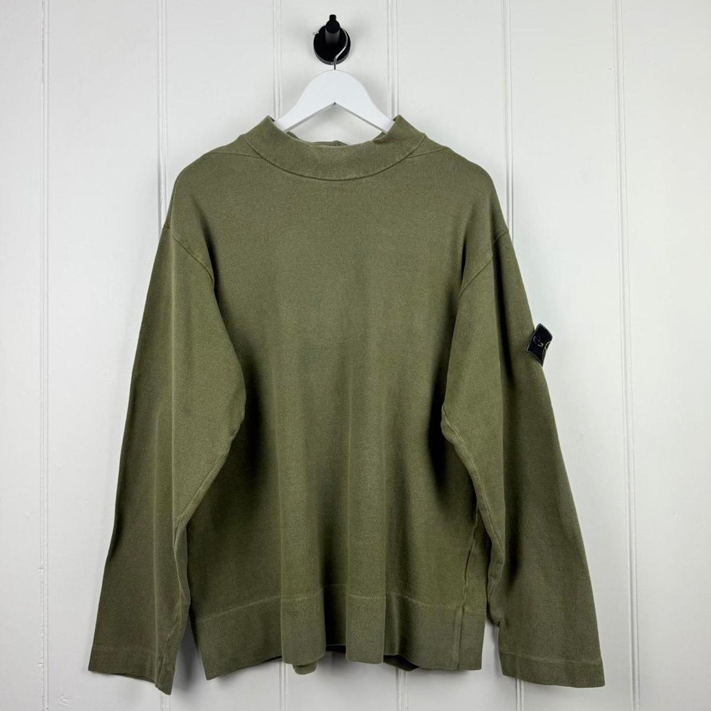 Stone Island Edge Badge Mock Neck Sweatshirt – Olive Green (L)