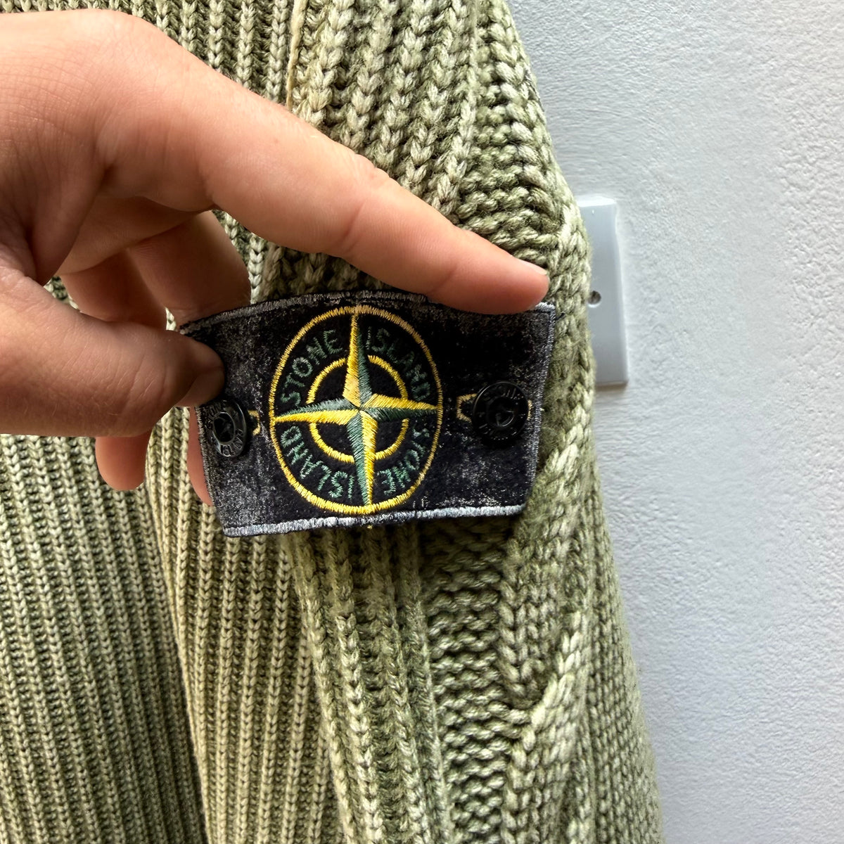 2018 Stone Island Frost Collection Cable Knit Jumper – Olive Green