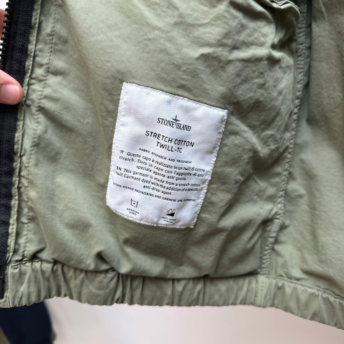 Stone Island Stretch Cotton Twill-TC Hooded Jacket – Sage Green (M)