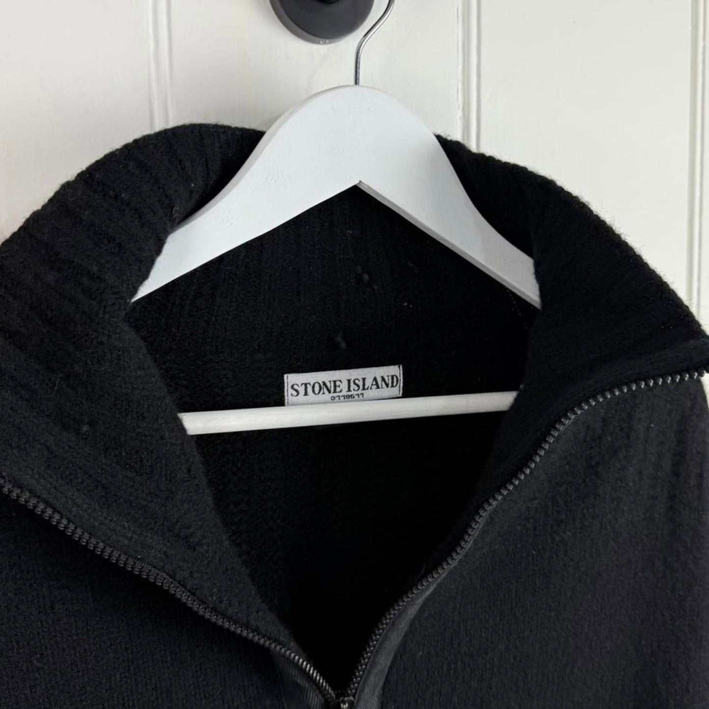 Stone Island Virgin Wool Half-Zip Knit Black (L)