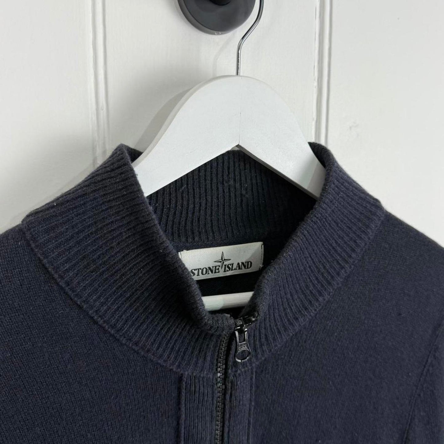 Stone Island Zip Knit Jumper in Navy (M)