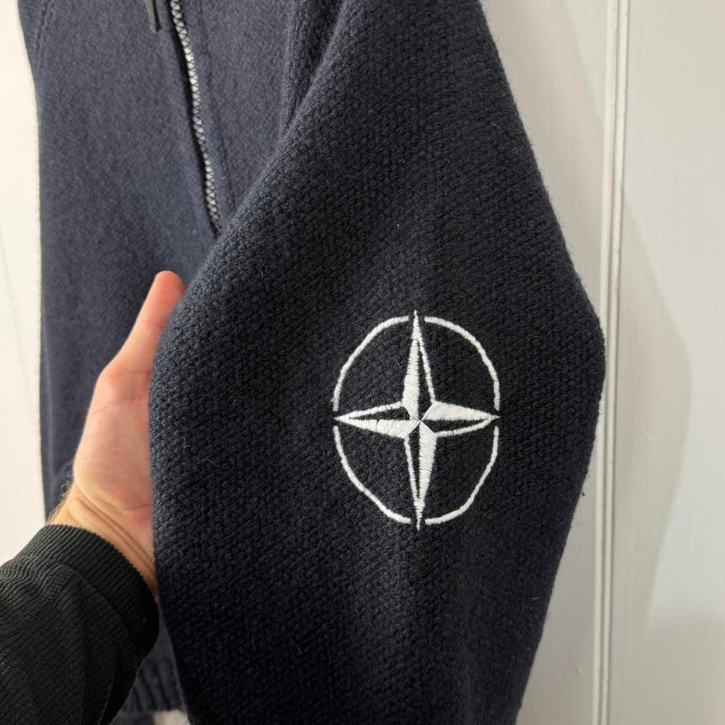 Stone Island Wool Hooded Full-Zip Jacket Navy (L)