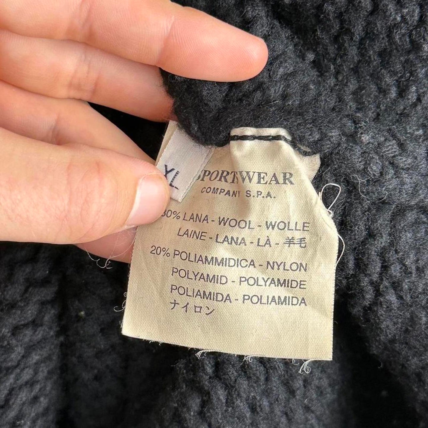 Stone Island Wool Knit Hooded Full-Zip Jacket Black (XL)
