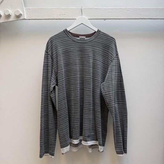 Stone Island Vintage Early 2000s Striped Long Sleeve T-Shirt – Grey (XL)