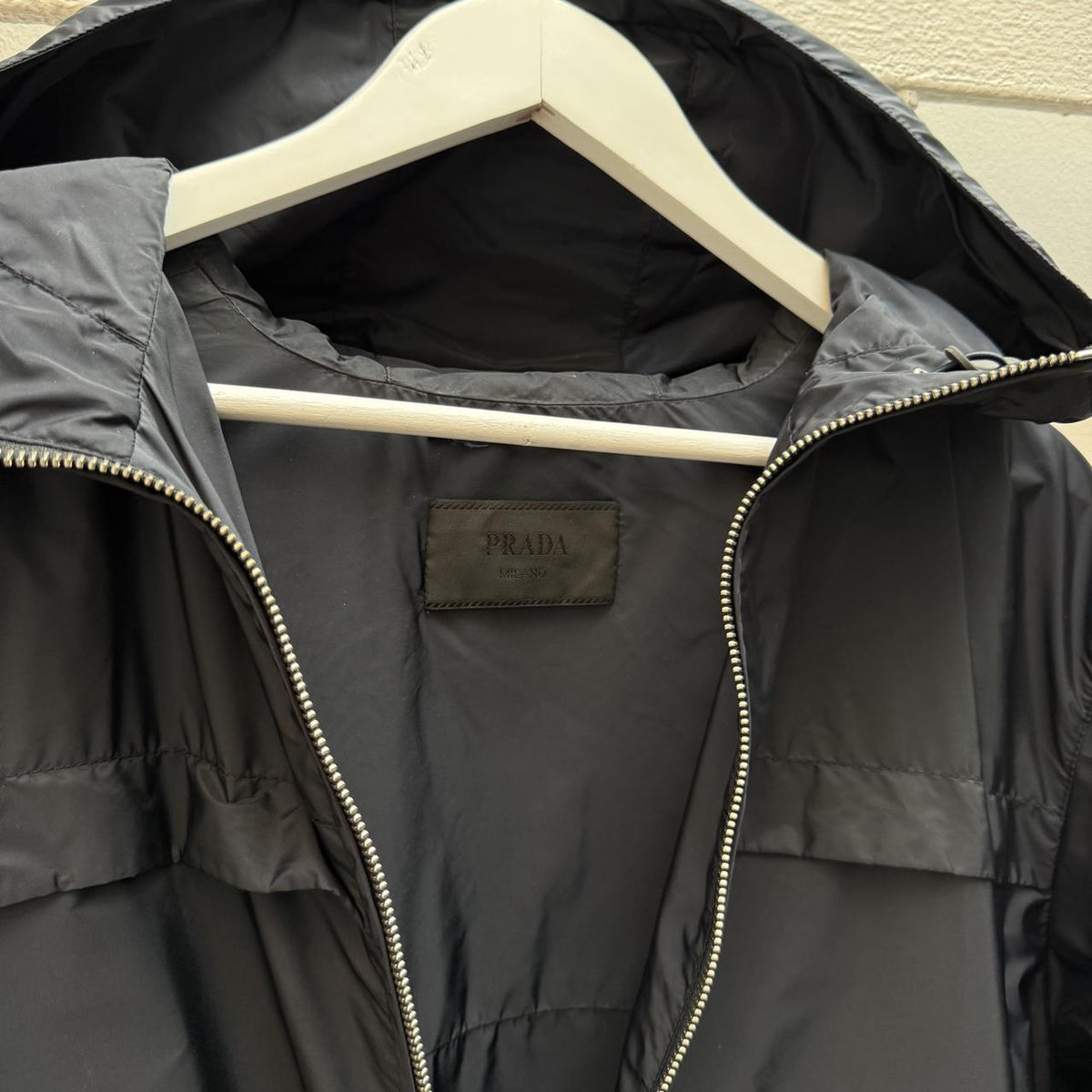 Prada Navy Blue Nylon Hooded Shell Jacket (XL)