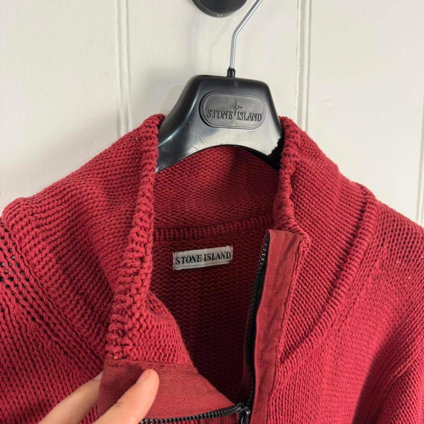 Stone Island Knit Zip Cardigan Red (M)