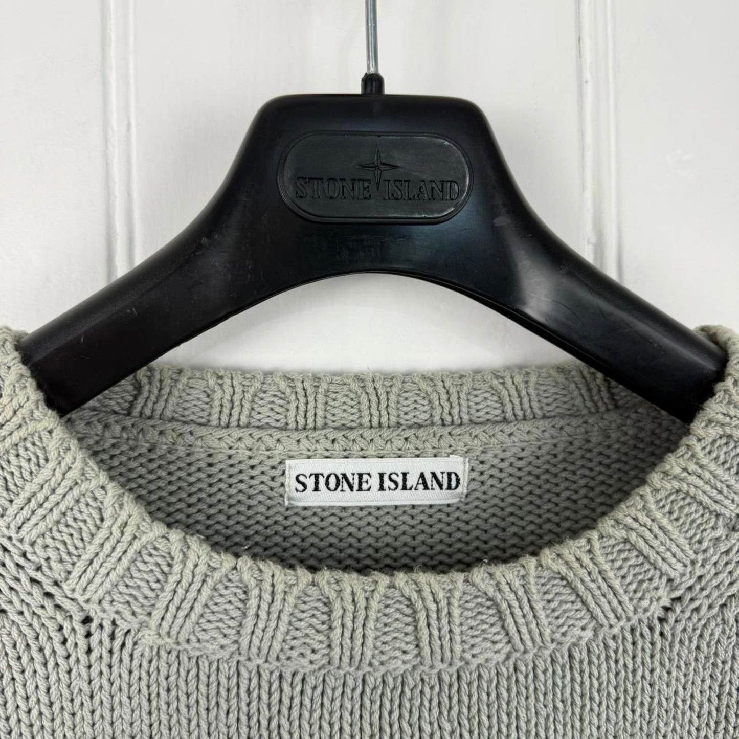Stone Island Crew Neck Heavy Knit Sweater Grey (XL)